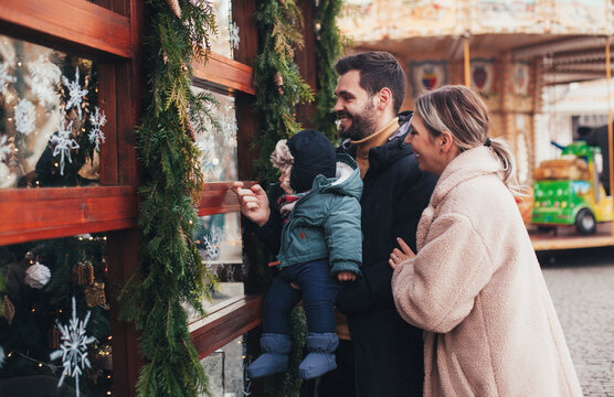 family walk with baby before christmas