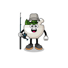 Mascot Illustration of herbal bowl fisherman
