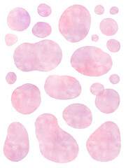 ランダムなピンクの水彩画イラストセット