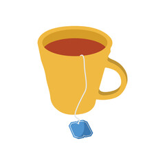 Cup of Tea Flat Illustration. Clean Icon Design Element on Isolated White Background