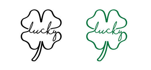 Clovers leave, flower. Four leaf clover leaves. Love lucky day. vector icon, Irish shamrock background. Happy St Patrick's Day or St paddy's day pattern. Saint Patricks day. Drawing spring time.