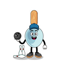Mascot of cooking spoon as a bowling player