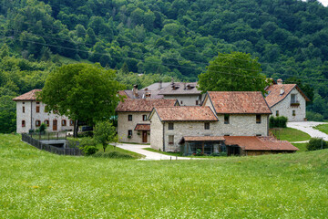 Fototapeta na wymiar San Boldo pass, mountain road iìn Veneto, Italy