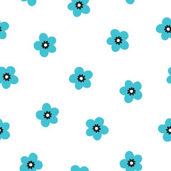 Naklejka na ściany i meble Seamless pattern with blue flowers.