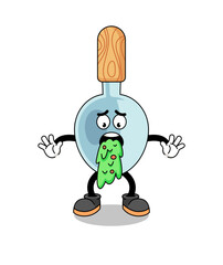 cooking spoon mascot cartoon vomiting