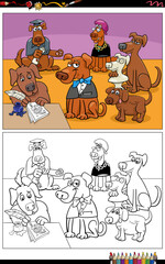 Fototapeta premium cartoon dogs animal characters group coloring page