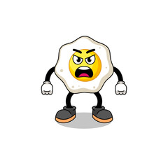 fried egg cartoon illustration with angry expression