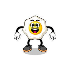 fried egg cartoon with surprised gesture