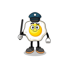 Cartoon Illustration of fried egg police