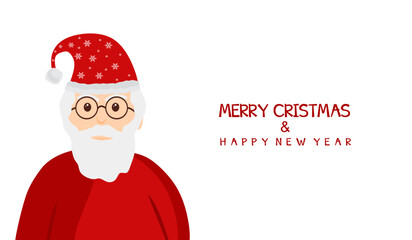 Merry Christmas and Happy New Year. New Year concept with Santa Claus and space for text. Seasonal Christmas poster. christmas banner. flat color illustration. eps10