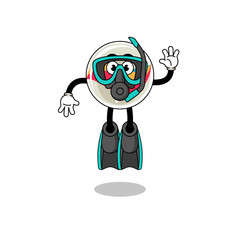 Character cartoon of marble toy as a diver