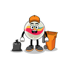 Illustration of marble toy cartoon as a garbage collector