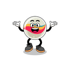 marble toy cartoon searching with happy gesture