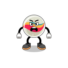 marble toy cartoon illustration with angry expression