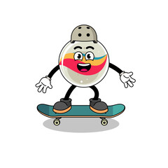 marble toy mascot playing a skateboard