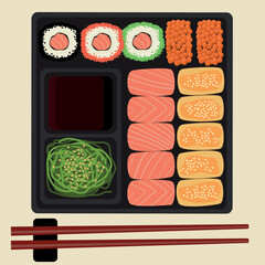 Sushi set. Vector image. For Asian cuisine design