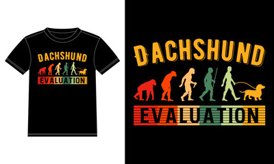 Dachshund Evaluation T-Shirt design template, Car Window Sticker, POD, cover, Isolated Black Background