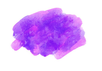 Purple watercolor stain on transparent background. Violet watercolor texture gradient PNG