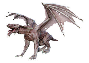 3D Rendering Fairy Tale Dragon on White