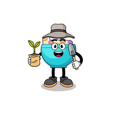 Illustration of cereal bowl cartoon holding a plant seed