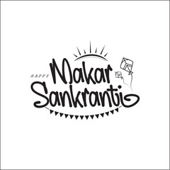 Happy Makar Sankranti Festival Text Typography Design Template