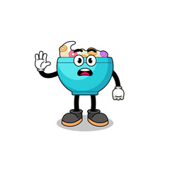 cereal bowl cartoon illustration doing stop hand