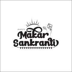 Happy Makar Sankranti Festival Text Typography Design Template