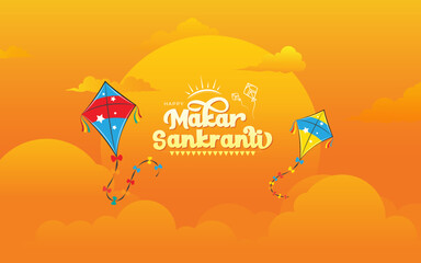Happy Makar Sankranti Festival Background Design Template - obrazy, fototapety, plakaty
