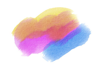 Multicolored watercolor stain on a transparent background. Colorful watercolor texture gradient PNG
