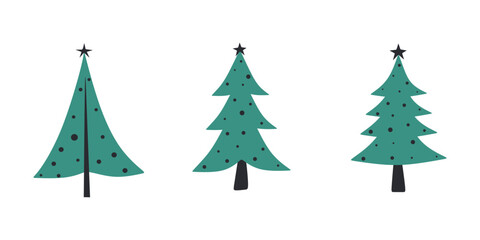 Obraz premium Set of Christmas tree. Cartoon christmas trees isolated on white background. vector illustration eps10