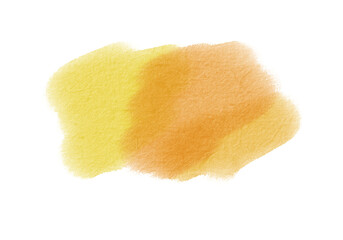 Yellow watercolor stain on a transparent background. Golden watercolor texture. PNG