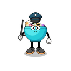 Cartoon Illustration of cereal bowl police