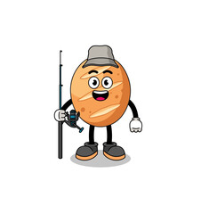 Mascot Illustration of french bread fisherman