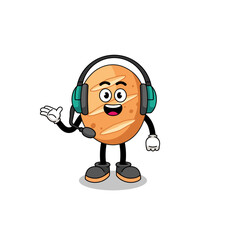 Mascot Illustration of french bread as a customer services