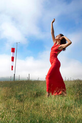 Female version of the windsock near the airport