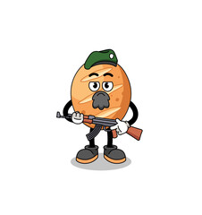 Naklejka premium Character cartoon of french bread as a special force