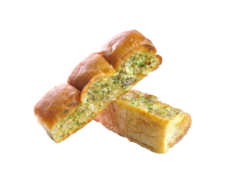 Garlic and herb bread on transparent png