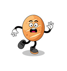 slipping french bread mascot illustration