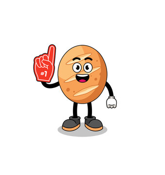 recommend clip art: Cartoon mascot of french bread number 1 fans