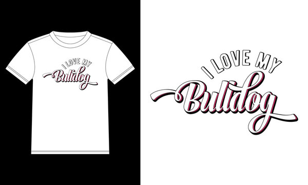 I love Bulldog T-shirt design template, Car Window Sticker, POD, cover, Isolated Black Background
- Powered by Adobe