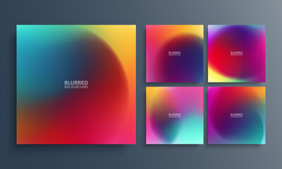 Set of blurred multicolored backgrounds with vibrant blurred color gradients. Bright color graphic templates collection for your graphic design. Vector illustration.
