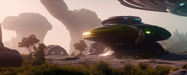 Landscape of an alien planet, Generative AI