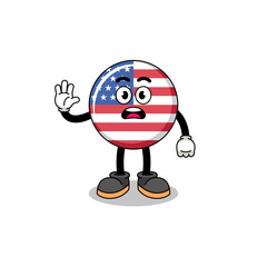 united states flag cartoon illustration doing stop hand