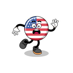 slipping united states flag mascot illustration