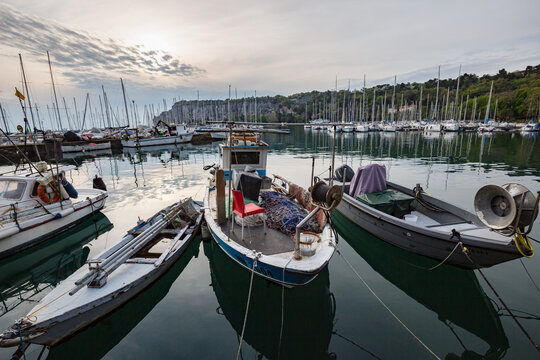 Portopiccolo, Sistiana, Italy - May, 2022: the promenade in Portopiccolo Sistiana, Duino, Italy
