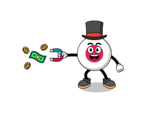 Fototapeta na wymiar Character Illustration of japan flag catching money with a magnet
