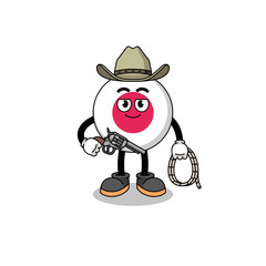 Character mascot of japan flag as a cowboy