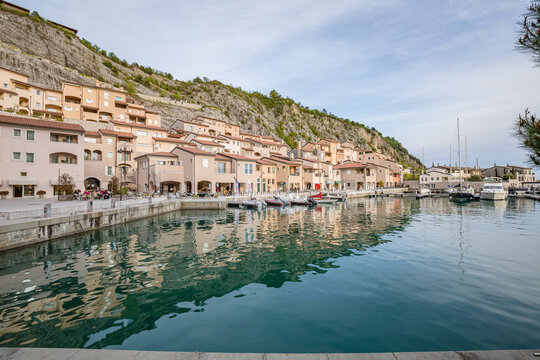Portopiccolo, Sistiana, Italy - May, 2022: the promenade in Portopiccolo Sistiana, Duino, Italy