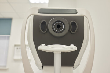 Slit lamp. Biomicroscope. Binoculars. Ophthalmic equipment.. Close up, selective focus. Health care...