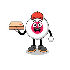 japan flag illustration as a pizza deliveryman